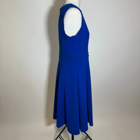 NWOT Calvin Klein Blue Sleeveless Scallop Detail Fit & Flare Dress Womens Sz 10 - Picture 4 of 12